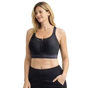 Under Armour High Support Sports Bra Black Zip Front Size 38DD